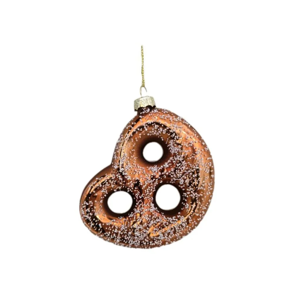 New Brown Glass Salted Pretzel Food Christmas Tree Ornament Decor Funny Gift - Picture 2 of 3